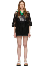 3.1 Phillip Lim - Robe polo en maille ajourée de laine noire