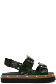 3.1 Phillip Lim - Green Croc Alix Flatform Sandals