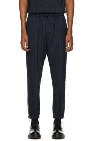 3.1 Phillip Lim - Pantalon cargo en laine à rayures fines bleu marine et blanc