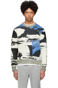 3.1 Phillip Lim - Pull molletonné noir et bleu Jacquard