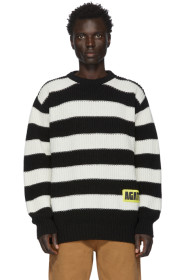 Vyner Articles - ブラック & ホワイト ウール Stripy セーター