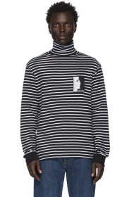 Vyner Articles - ブラック & ホワイト Stripy タートルネック