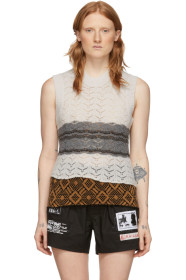 Raf Simons - Off-White Striped Knit Star Vest
