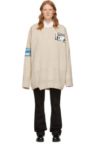 Raf Simons - Off-White Merino Oversized Patch Sweater