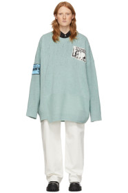 Raf Simons - Blue Merino Oversized Patch Sweater