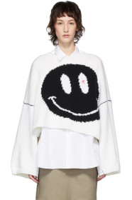 Raf Simons - White Oversized Wool Smiley Crewneck Sweater