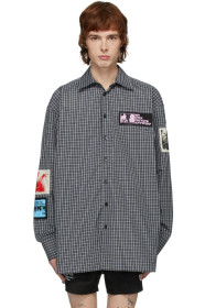 Raf Simons - 黑色 & 白色格纹大廓形衬衫