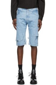 Raf Simons - Blue Denim Destroyed Shorts