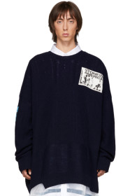 Raf Simons - Navy Oversized Patch Sweater