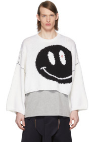 Raf Simons - White Wool Smiley Sweater