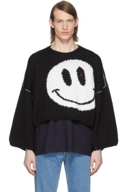 Raf Simons - Black Wool Smiley Sweater
