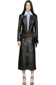 Matériel Tbilisi - Black Faux-Leather Belt Coat