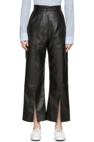 Matériel Tbilisi - Black Faux-Leather Slit Trousers
