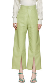 Matériel Tbilisi - Green Faux-Leather Slit Pants