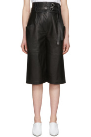 Proenza Schouler - Black Leather Belted Shorts