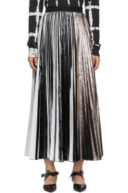 Proenza Schouler - Jupe plissée noire et argentée Foil