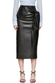 Matériel Tbilisi - Black Faux-Leather Waist Tie Skirt