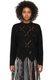 Proenza Schouler - Black Open Argyle Knit Sweater
