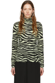 Proenza Schouler - White & Green 'Proenza Schouler White Label' Zebra Print Turtleneck