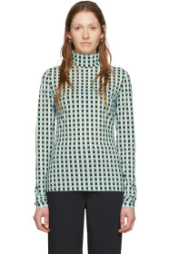 Proenza Schouler - Blue & White 'Proenza Schouler White Label' Gingham Jersey Turtleneck