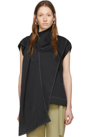 Proenza Schouler - Black Cap Sleeve Scarf Blouse