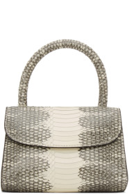 BY FAR - White & Grey Snake Mini Top Handle Bag