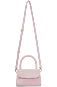 BY FAR - Pink Croc Mini Top Handle Bag