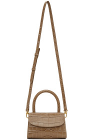 BY FAR - Taupe Mini Croc Top Handle Bag