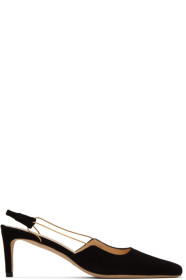 BY FAR - Black Suede Gabriella Slingback Heels