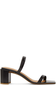 BY FAR - Black Leather Tanya Heeled Sandals
