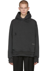C2H4 - Pull à capuche à effet usé gris Vagrant Double Layer