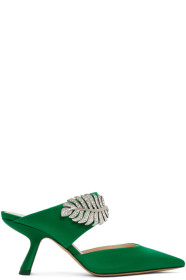 Nicholas Kirkwood - Green Satin Monstera Mules