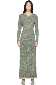Christopher Esber - Green & White Deconstruct Long Sleeve Dress