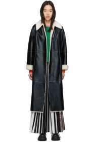 Stand Studio - Black & White Faux-Leather Nino Coat