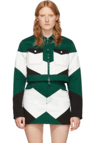 Kirin - Green & White Denim Cropped Worker Jacket