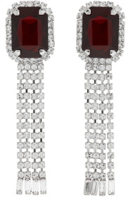 Wandering - Red & Silver Crystal Stone Drop Earrings