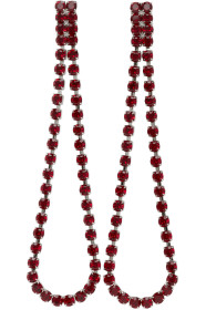 Wandering - Red & Silver Crystal Tear Drop Earrings