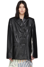We11done - Blazer en cuir synthétique noir Cape