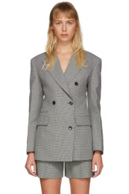 We11done - Blazer à double boutonnage et dos ouvert noir et blanc