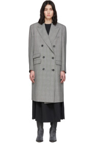 We11done - Black & White Glen Check Tailored Double-Breasted Coat