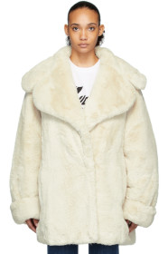 We11done - Manteau en fourrure synthétique blanc cassé