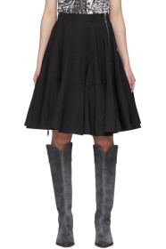 We11done - Black Poplin Flare Mid-Length Skirt