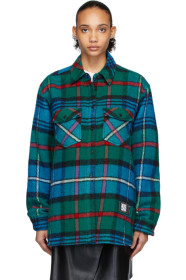 We11done - Blouson vert et bleu English Check Shirt