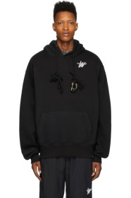 We11done - Black 'WD' Logo Hoodie