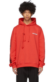 We11done - Red Metal Logo Hoodie