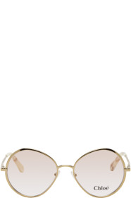 Chloé - Gold Metal Oval Sunglasses