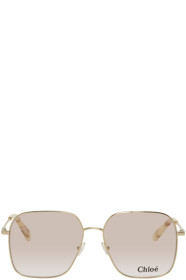 Chloé - Lunettes de soleil carrées en métal dorées