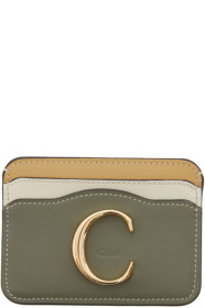Chloé - Green & Beige 'Chloé C' Card Holder