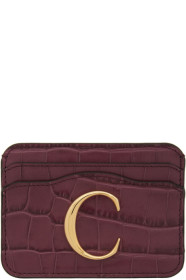Chloé - Porte-cartes embossé façon croco mauve 'Chloé C'