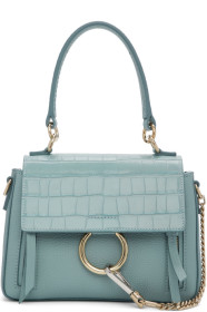 Chloé - Sac embossé façon croco bleu Mini Faye Day